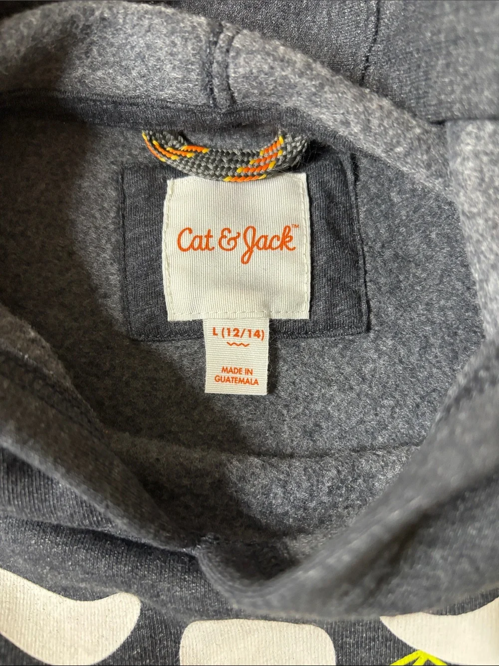 Cat & Jack Black Skeleton Graphic Hoodie Neon Spider Accents 2 front pockets